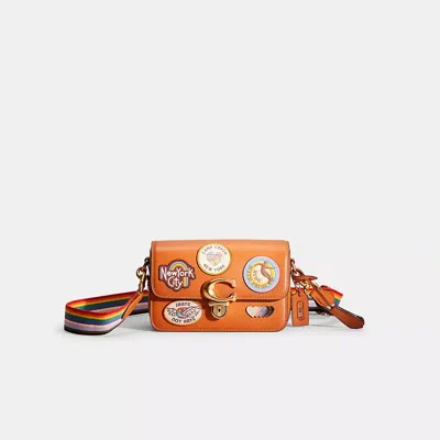 Coach Restored Studio Shoulder Bag 19 With Patches In Brass/hazelnut Multi