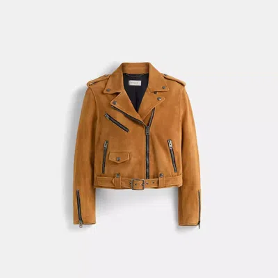 Coach Restored Suede Mini Biker Jacket In Brown