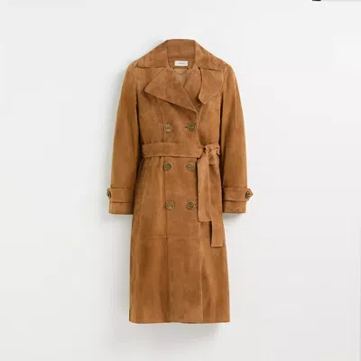 Coach Restored Suede Trench Coat In Cappuccino