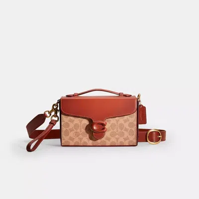 Coach Restored Tabby Box Bag In Signature Canvas In Brass/tan/rust