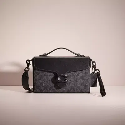 Coach Restored Tabby Box Bag In Signature Canvas In Pewter/charcoal Black