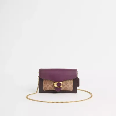 Coach Restored Tabby Chain Clutch In Colorblock Signature Canvas In Brass/tan Deep Berry Multi