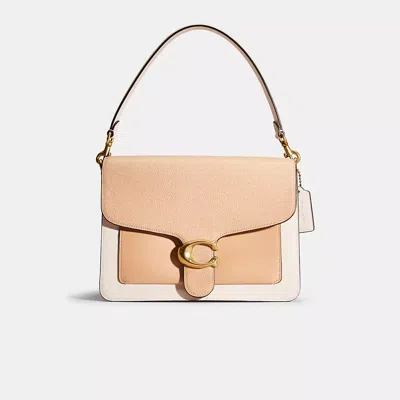 Coach Restored Tabby Shoulder Bag In Colorblock With Snakeskin Detail In Brass/beechwood Multi