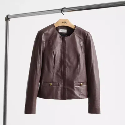 Coach Restored Tailored Leather Jacket In Walnut Brown