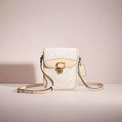 Coach Restored Tall Studio Crossbody In Signature Jacquard In Brass/chalk Ivory