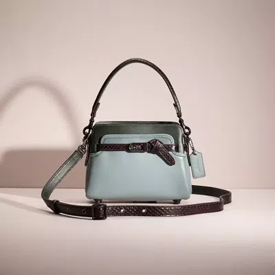 Coach Restored Tate 18 Crossbody With Snakeskin Detail In Pewter/sage