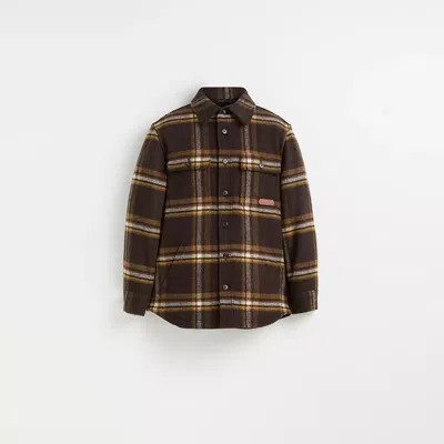 Coach Restored Tweed Jacket In Brown/multi