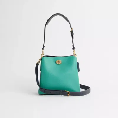Coach Restored Willow Bucket Bag In Colorblock In Brass/bright Green Multi