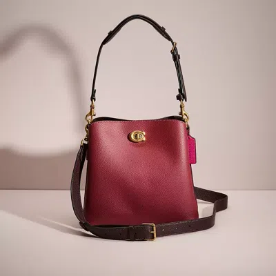 Coach Restored Willow Bucket Bag In Colorblock In Brass/cherry