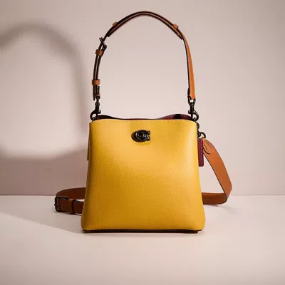 Coach Restored Willow Bucket Bag In Colorblock In Pewter/flax