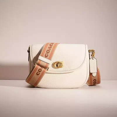 Coach Restored Willow Saddle Bag In Brass/chalk