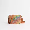 Coach Restored Willow Saddle Bag In Rainbow Signature Canvas In Brass/tan Hazelnut Multi