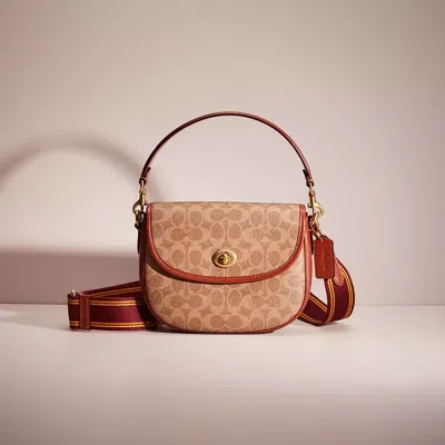 Coach Restored Willow Saddle Bag In Signature Canvas In Brass/tan/rust
