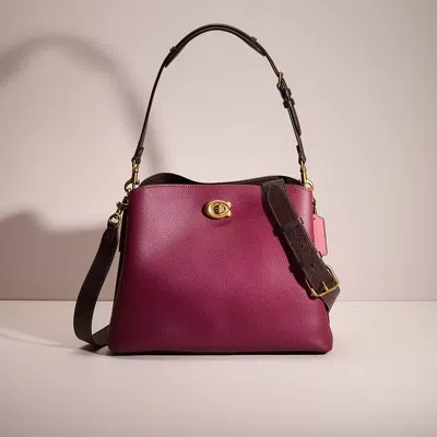 Coach Restored Willow Shoulder Bag In Colorblock In Brass/black Cherry Multi