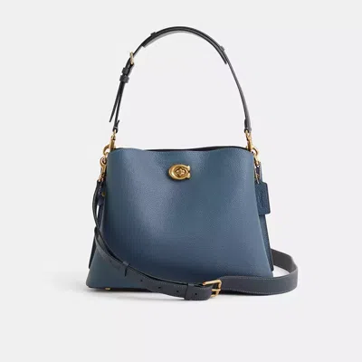 Coach Restored Willow Shoulder Bag In Colorblock In Brass/denim