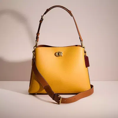 Coach Restored Willow Shoulder Bag In Colorblock In Brass/faded Orange Multi