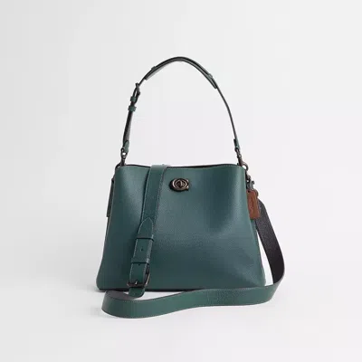 Coach Restored Willow Shoulder Bag In Colorblock In Pewter/forest
