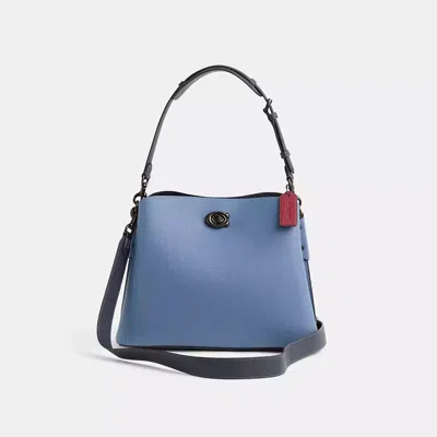 Coach Restored Willow Shoulder Bag In Colorblock In Pewter/washed Chambray Multi