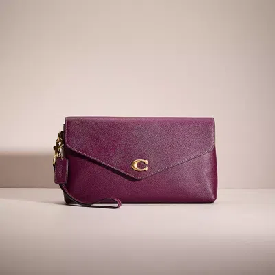 Coach Restored Wyn Clutch In Brass/deep Berry