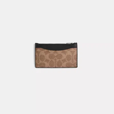 Coach Restored Zip Card Case In Signature Canvas In Brown