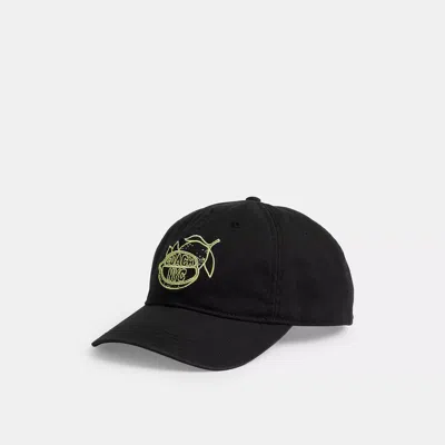 Coach Retro Sliced Lemon Print Baseball Hat In Black