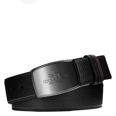 Coach Reversible Plaque Buckle Cut To Size Belt In ["black"]