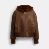 Coach Reversible Shearling Hoodie In Brown