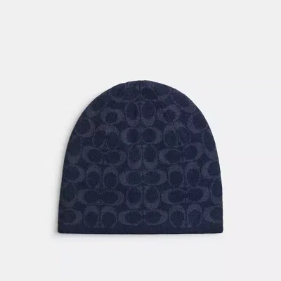 Coach Reversible Signature Beanie In Midnight Navy | ModeSens display picture 1