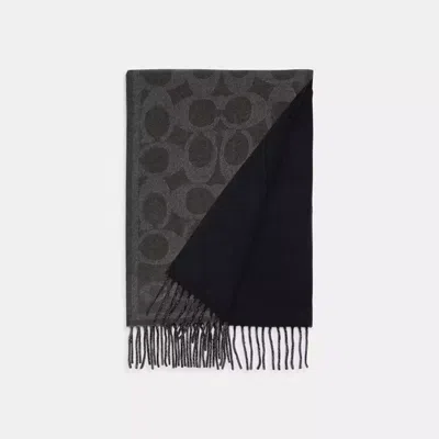 Coach Reversible Signature Cashmere Muffler In Black
