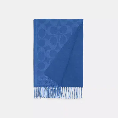 Coach Reversible Signature Cashmere Muffler In Deep Blue