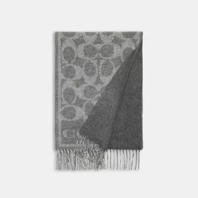 Coach Reversible Signature Cashmere Muffler In Dove Grey