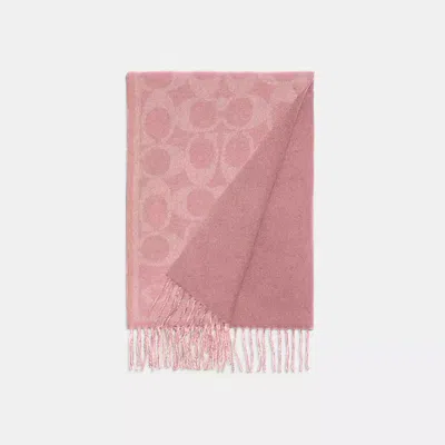 Coach Reversible Signature Cashmere Muffler In True Pink