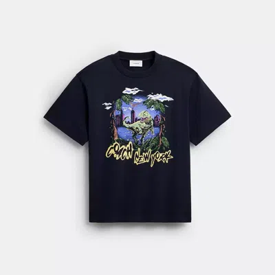 Coach Rexy 10th Birthday Jungle Relaxed T-shirt In Organic Cotton In Blue