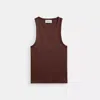 Coach Ribbed  Script Tank Top In Gray
