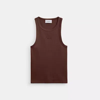 Coach Ribbed  Script Tank Top In Gray