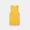 Coach Ribbed  Script Tank Top In Yellow