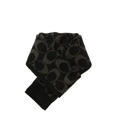 Coach Ribbed Scarf In Green