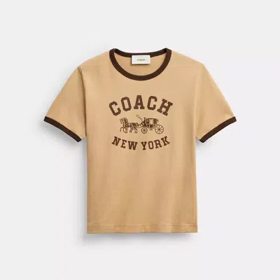 Coach Ringer-t-shirt Aus Biobaumwolle Mit „horse And Carriage"-motiv In Neutral