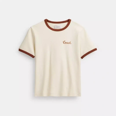 Coach Ringer T Shirt In Saddle/cream