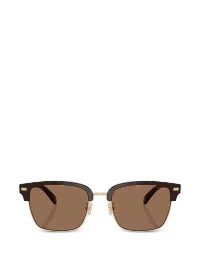 Coach Rivet Retro 眉框太阳眼镜 In Brown