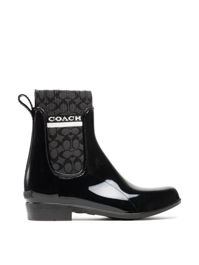 Coach Rivington Wellington Rubber Boots In Black