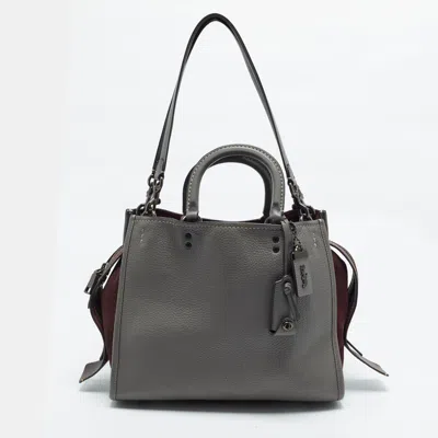 Coach Rogue 1941 Grey/burgundy Leather And Suede Tote In Gray