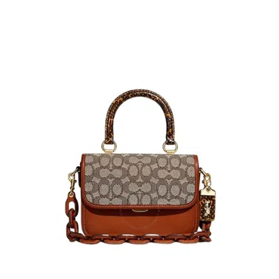 Coach Rogue Top Handle In Signature Jacquard With Snakeskin Detail In Yellow
