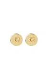 Coach Logo-plaque Stud Earrings In Gold