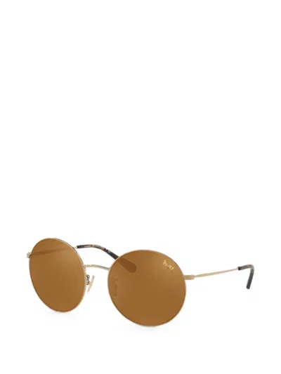 Coach Round-frame Logo-plaque Sunglasses In Brown