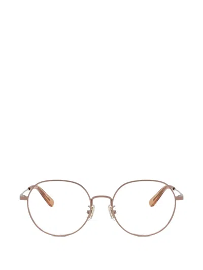 Coach Round-frame Titanium Glasses In Braun