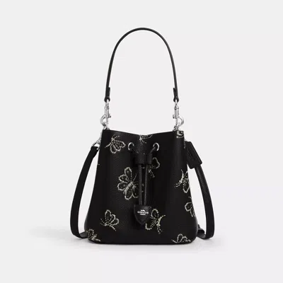 Coach Rowan Bucket Bag With Butterfly Print In Black