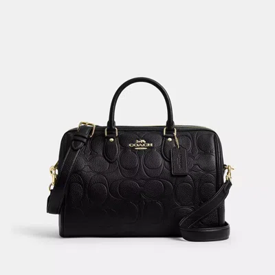 Coach Rowan Large Satchel Bag In Signature Leather In Black