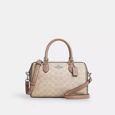 Coach Rowan Satchel Bag In Blocked Signature Canvas In Beige