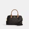 Coach Rowan Satchel Bag In Blocked Signature Canvas In Brown